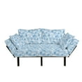 thumbnail image 1 of Snowflake Futon Couch, Winter Holiday Illustration Christmas Snowflakes on Abstract Background, Daybed with Metal Frame Upholstered Sofa for Living Dorm, Loveseat, Pale Blue White, by Ambesonne, 1 of 4