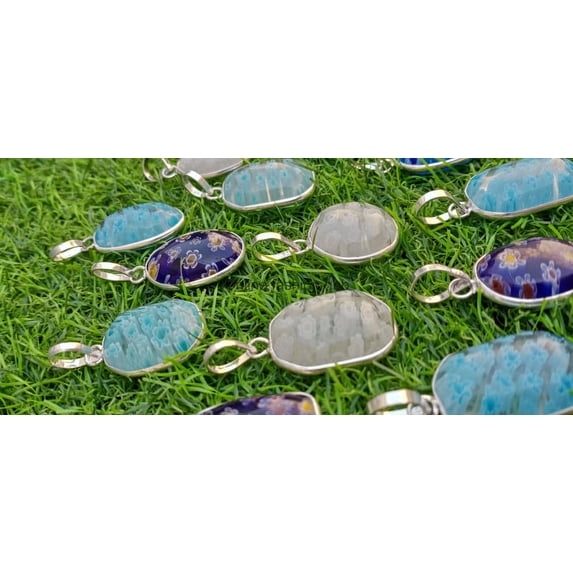 Snowflake Gemstone 925 Sterling Silver Plated Handmade Pendant 10 pcs