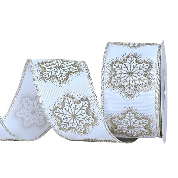 Snowflake Glitter Satin Wired Ribbon,Christmas Ribbons for Crafting,1.5 Inch X 10Yards Christmas Ribbon for Gift Wrapping Christmas Sewing Diy Crafts Supplies