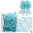 thumbnail image 1 of Snowflake Glitter Wired Ribbon for Christmas Tree, Gift Wrapping, 2.5 Inch x 10 Yards Sheer Organza Ribbon with Glitter Snowflake Pattern for Crafts, Bows Making, Garlands, 1 of 5
