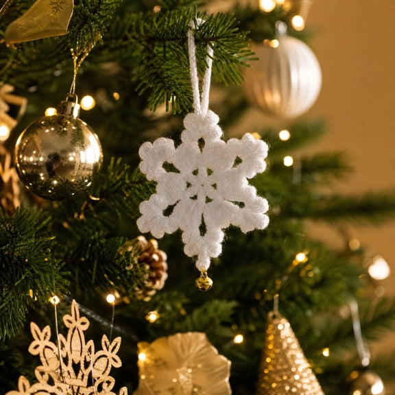 Snowflake Handmade Woven Ornaments, Christmas Home Decoration Bedroom Accessories with Macrame Design, for Tree Wall and Cozy Holiday Room Decor