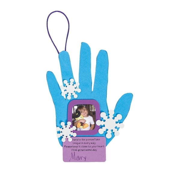 Snowflake Handprint Picture Ornament Cra - Craft Kits - 12 Pieces