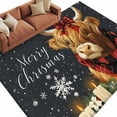 thumbnail image 1 of Snowflake Highland Cow Area&nbsp;Rug 5x7ft Candle Pine Tree Merry Christmas Non-Slip&nbsp;Washable Square&nbsp;Rugs Soft Felt Indoor Floor Mat for Bedroom Kitchen Living Room Bathroom, 1 of 9