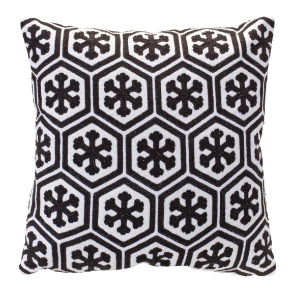 Melrose Snowflake Throw Pillow - 17" - Black and White