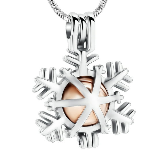 Snowflake Hollow Pendant Cremation Jewellery Urns For Ashes Keepsake Necklace