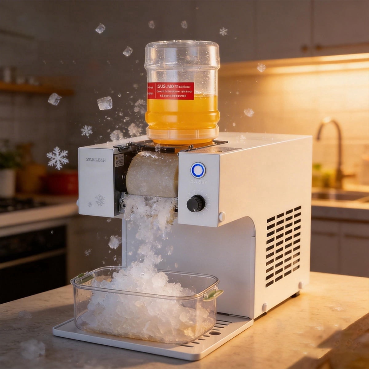 Snowflake Electric Snow Cone Machine - 132LBS/Day Stainless Steel, 0.48Gal