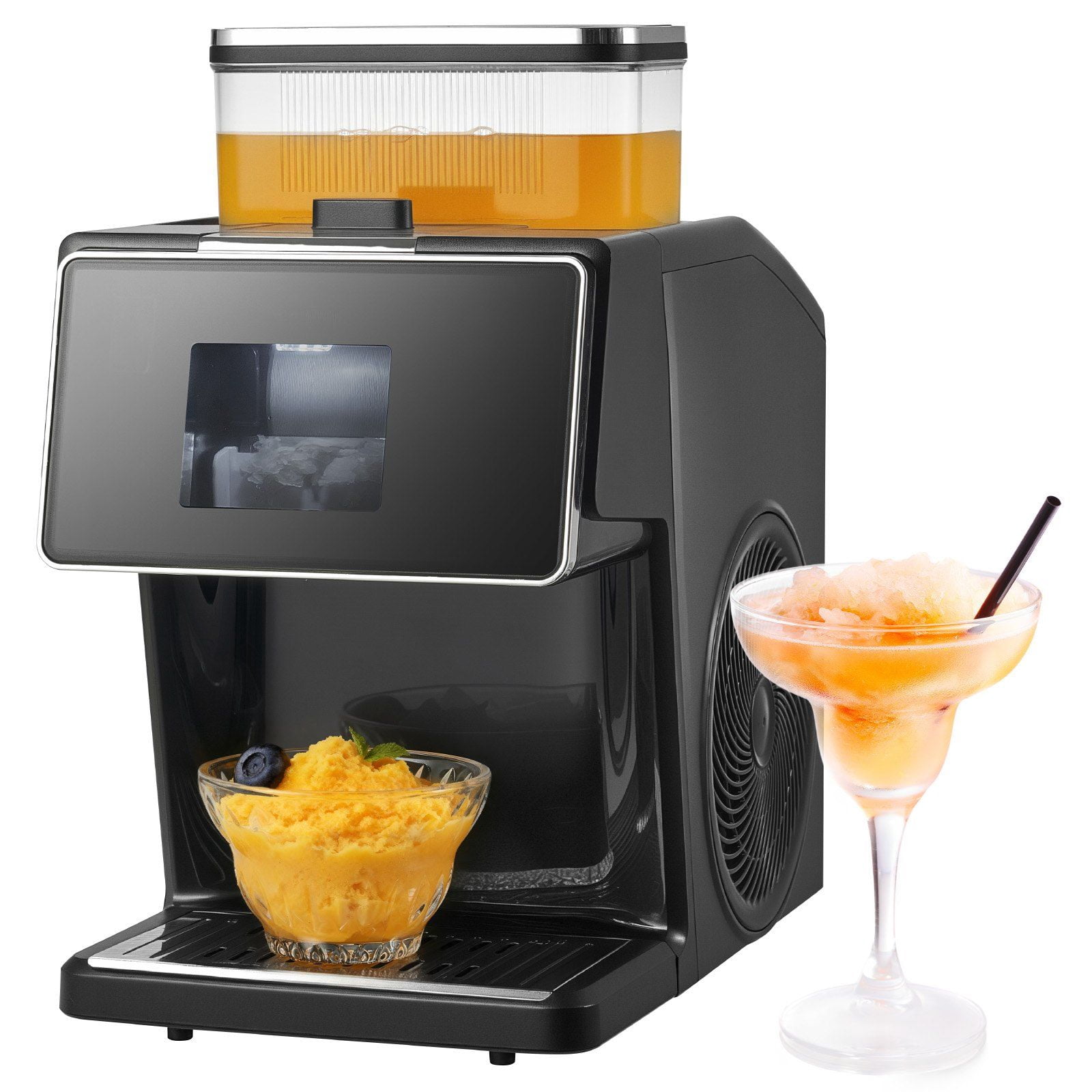 Snowflake Ice Machine 44LBS 24H Stainless Steel Blade Ice Shaver Electric Snow Cone Maker 0.2 Gal Tank 60S Fast Pre Cooling for Home Small Gatherings