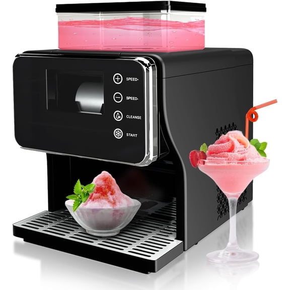 Slushie Machines Portable Shaved Ice Machine with Rapid Cooling and Food Grade Stainless Steel Material, Adjustable Snowflake Ice Making Speed and Cleaning Function, Ice Cream Maker for Home