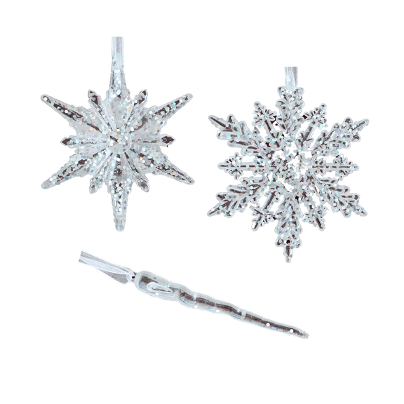 Snowflake Icicle Ornaments Acrylic Crystal Christmas Tree Ornament Clear Hanging Decoration