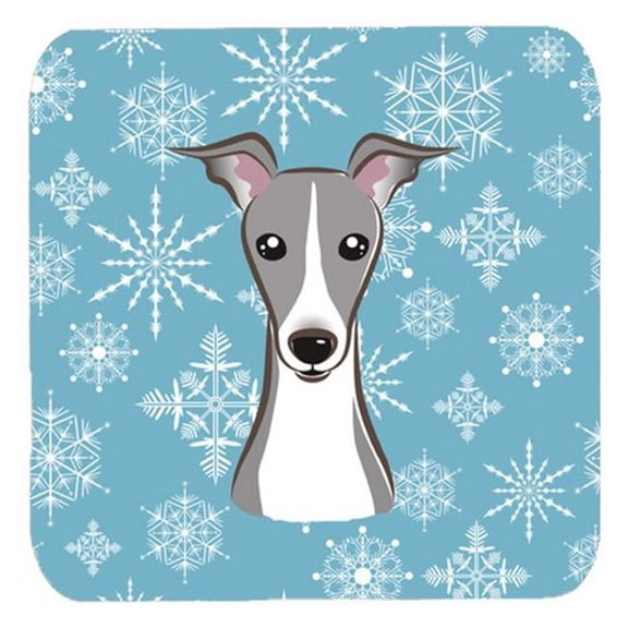 Snowflake Italian Greyhound Foam Coasters, Set Of 4