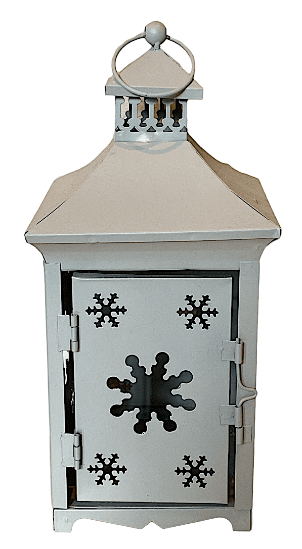 Snowflake Punched Metal Candle Lantern 9.5