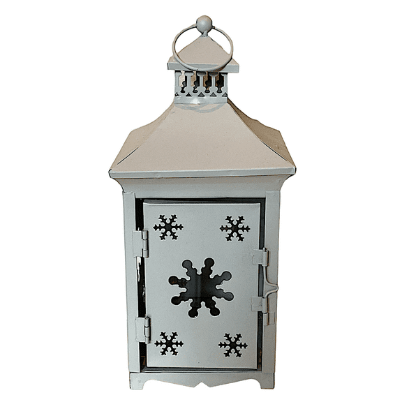 Snowflake Lantern Candle Holder Metal Grayish - Snow White Color Indoor Outdoor Christmas Winter Seasonal Decor
