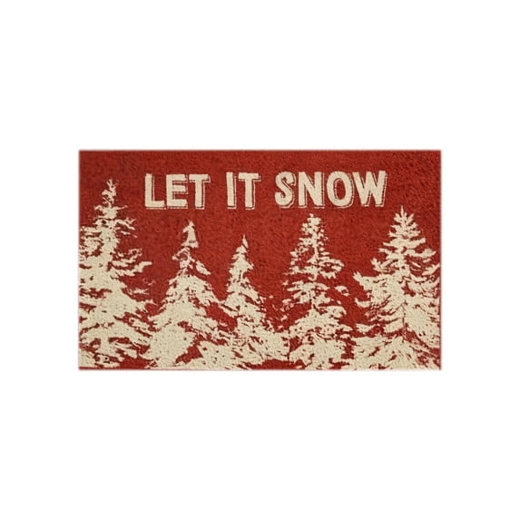 Snowflake Let It Snow Non-Slip Entryway Rugs,Waterproof Outdoor Christmas Rug, Washable Kitchen Mat, Christmas Front Door Mat, 16x24in