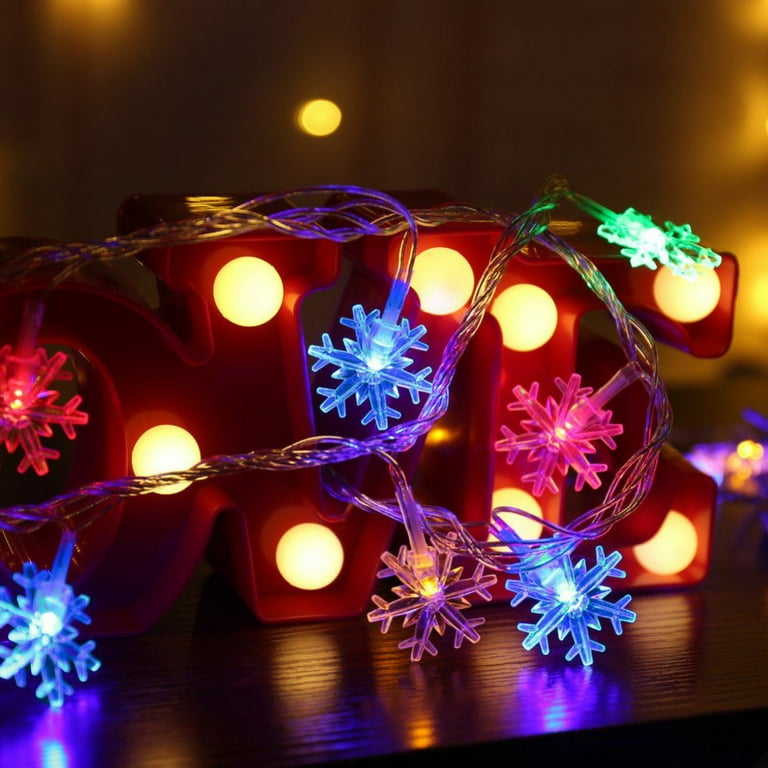 Snowflake Lights 40 LED 20ft Christmas Lights Twinkle Snowflake String Lights Battery Operated Xmas Light Waterproof for Outdoor Indoor Room Decorations Multicolor Walmart