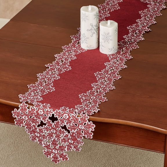 Snowflake Long Table Runner Red 13 x 65