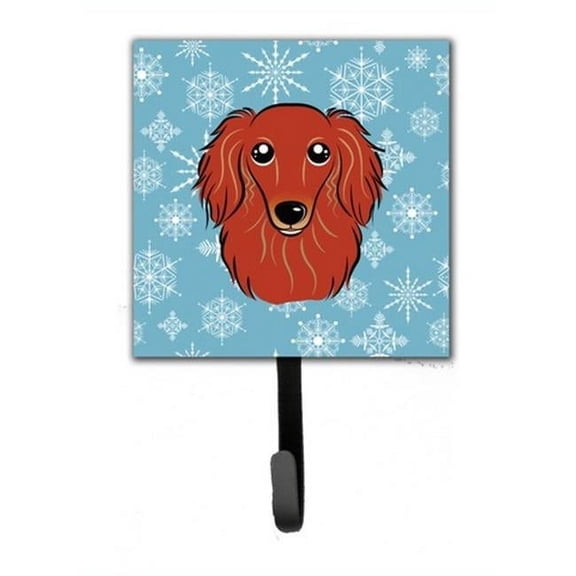Snowflake Longhair Red Dachshund Leash & Key Holder