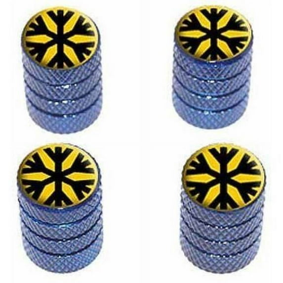 Snowflake Low Temperature Symbol Black on Yellow Tire Rim Wheel Aluminum Valve Stem Caps, Multiple Colors