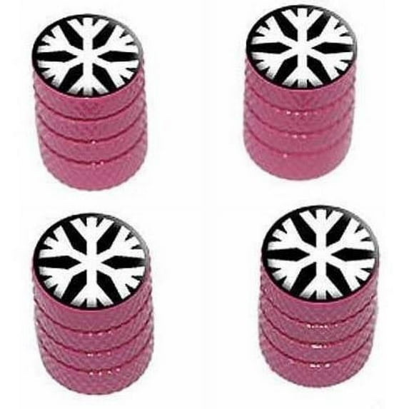 Snowflake Low Temperature Symbol White on Black Tire Rim Wheel Aluminum Valve Stem Caps, Multiple Colors