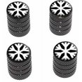 thumbnail image 1 of Snowflake Low Temperature Symbol White on Black Tire Rim Wheel Aluminum Valve Stem Caps, Multiple Colors, 1 of 1