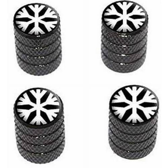 Snowflake Low Temperature Symbol White on Black Tire Rim Wheel Aluminum Valve Stem Caps, Multiple Colors