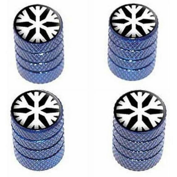 Snowflake Low Temperature Symbol White on Black Tire Rim Wheel Aluminum Valve Stem Caps, Multiple Colors