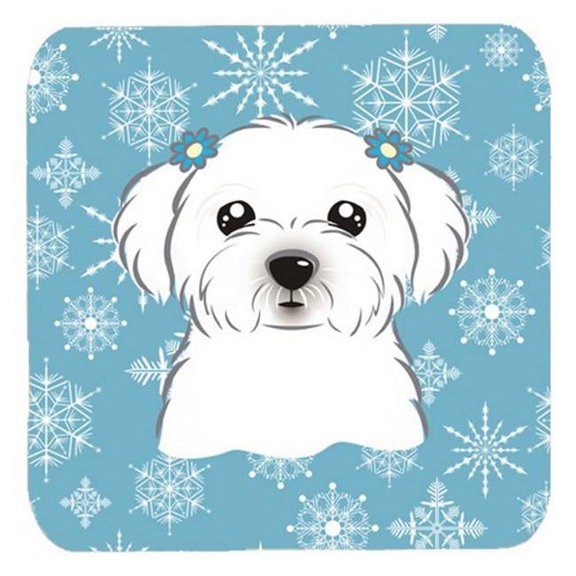 Snowflake Maltese Foam Coasters, Set Of 4