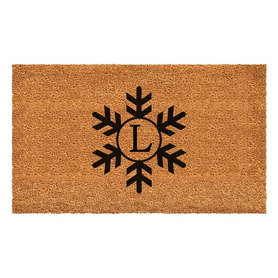 Snowflake Monogram Doormat, 17" x 29" (Letter L)