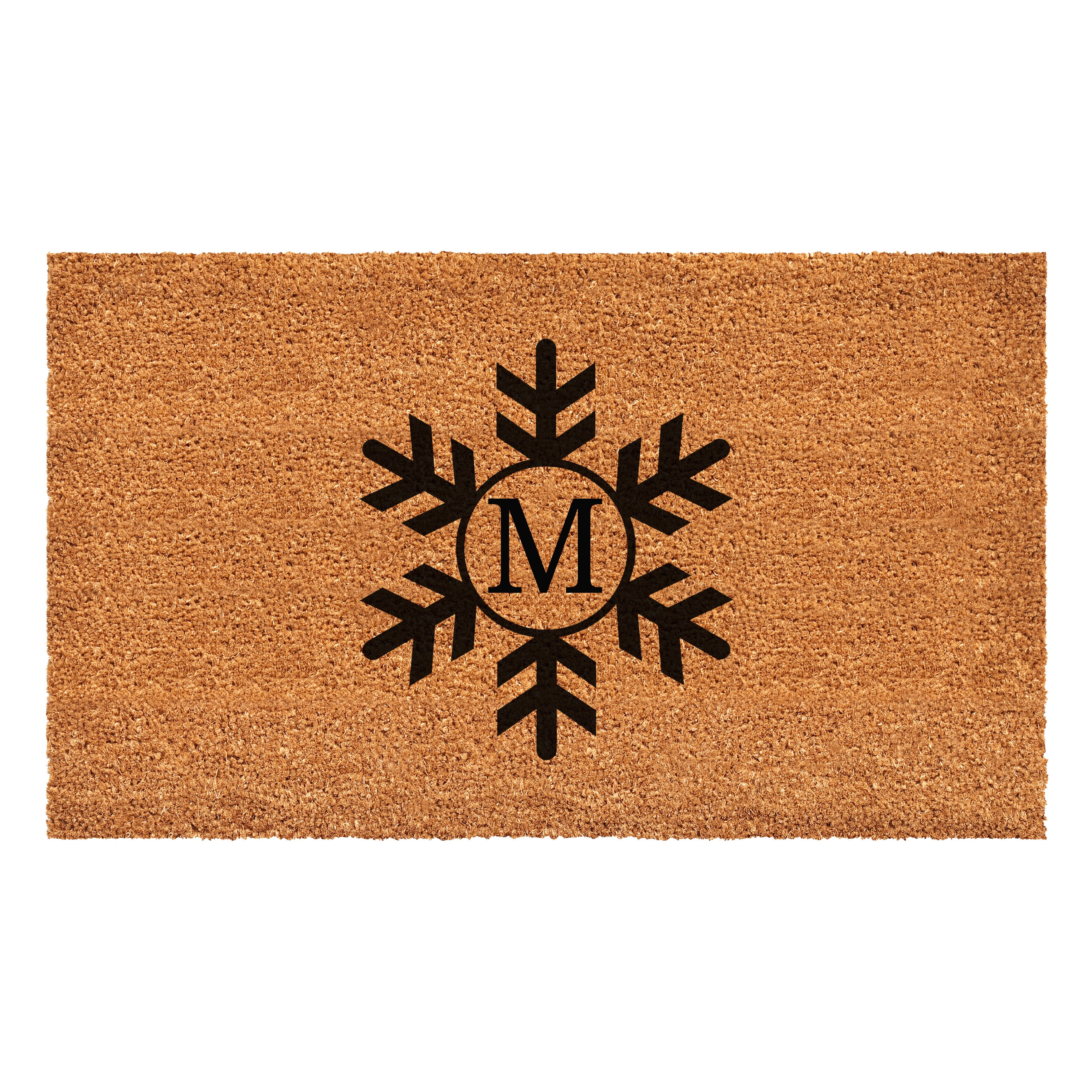 Snowflake Monogram Doormat, 17" x 29" (Letter M)