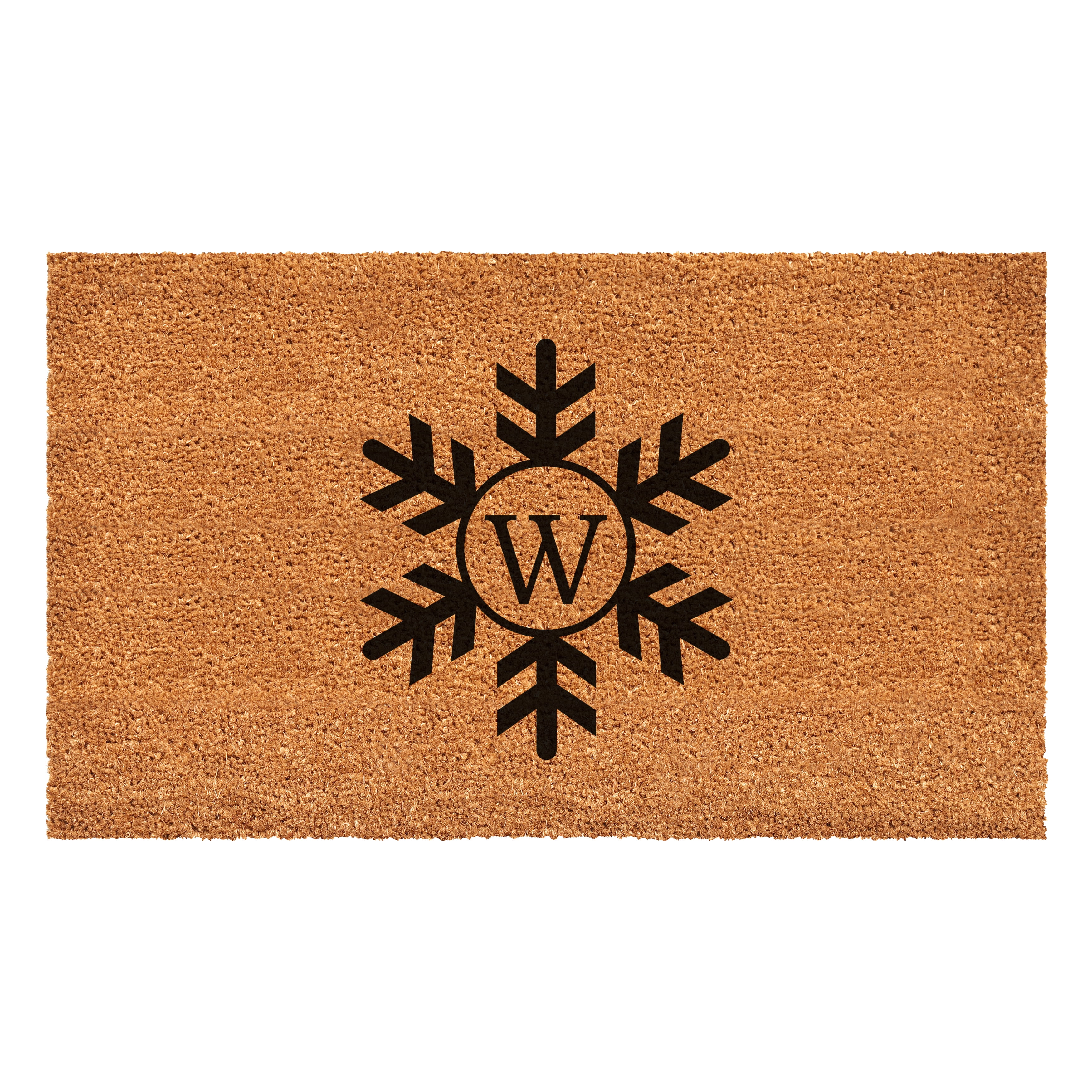 Snowflake Monogram Doormat, 17" x 29" (Letter W)