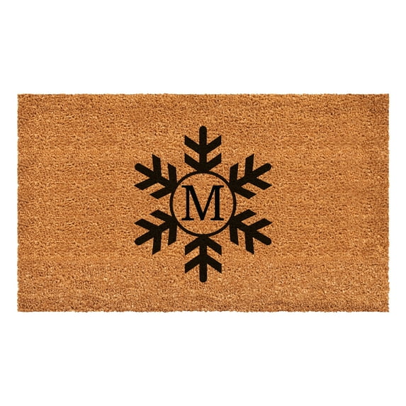 Snowflake Monogram Doormat, 24" x 36" (Letter M)