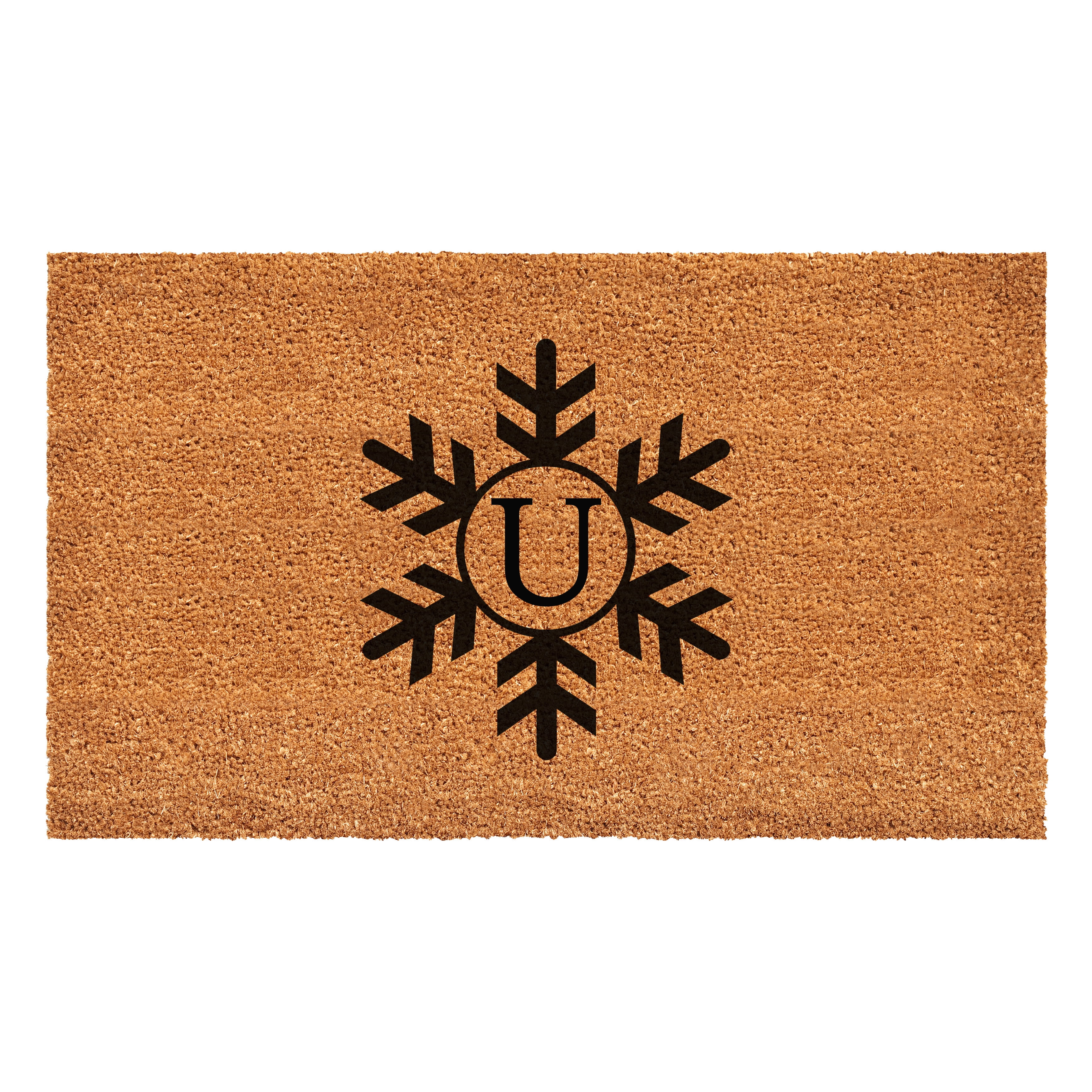 Snowflake Monogram Doormat, 24" x 36" (Letter U)