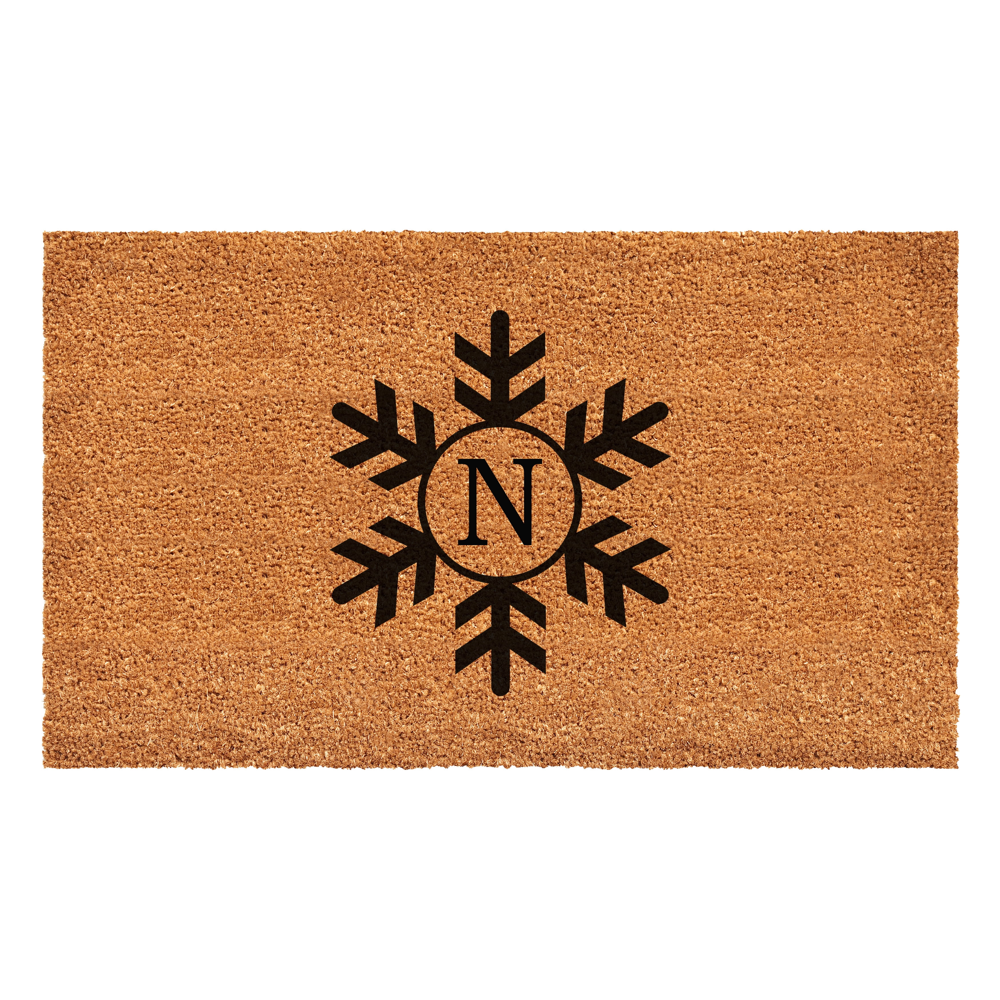 Snowflake Monogram Doormat, 24" x 48" (Letter N)