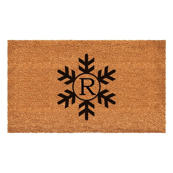 Snowflake Monogram Doormat, 24" x 48" (Letter R)