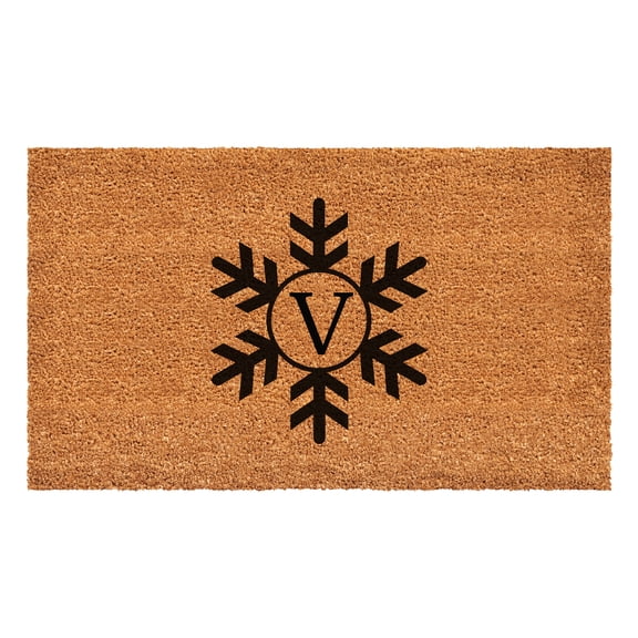 Snowflake Monogram Doormat, 24" x 48" (Letter V)