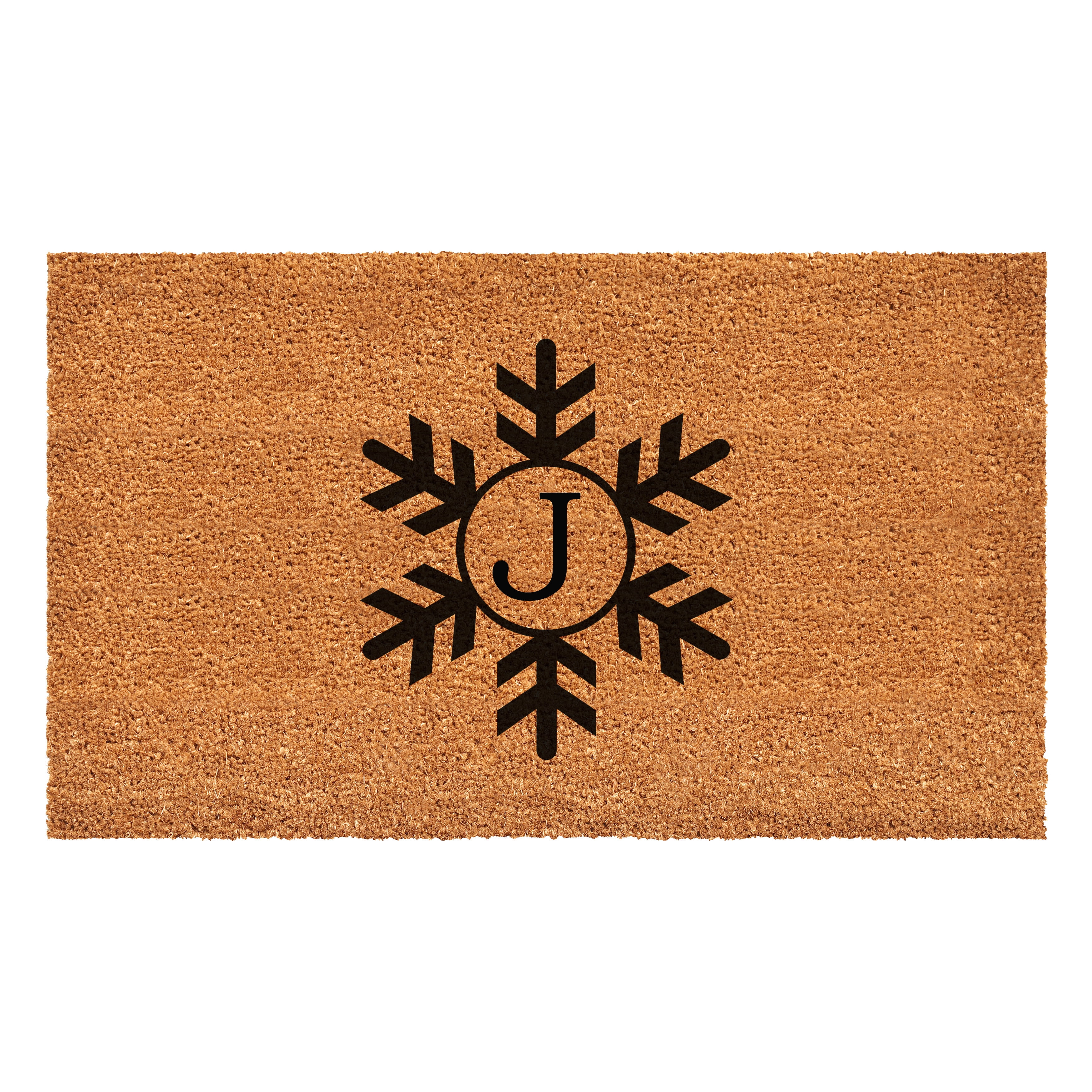 Snowflake Monogram Doormat, 30" x 48" (Letter J)