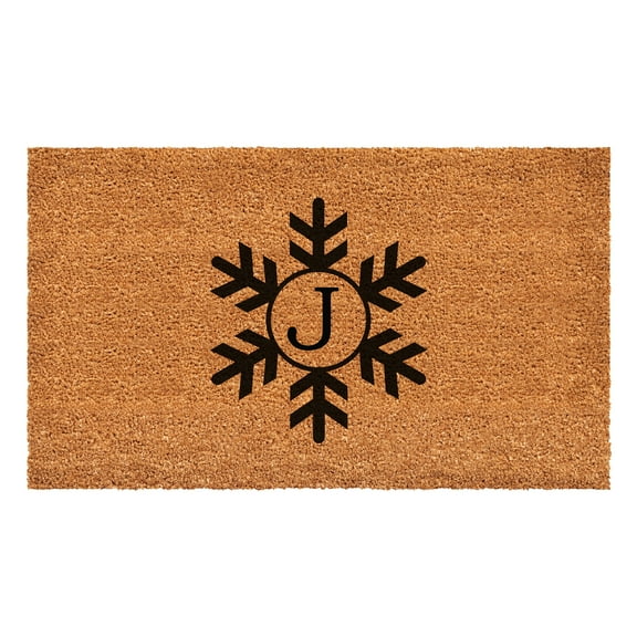 Snowflake Monogram Doormat, 30" x 48" (Letter J)