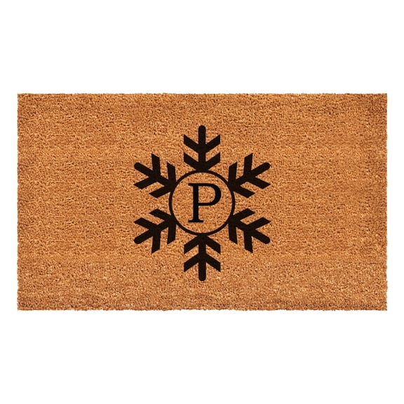 Snowflake Monogram Doormat, 30" x 48" (Letter P)