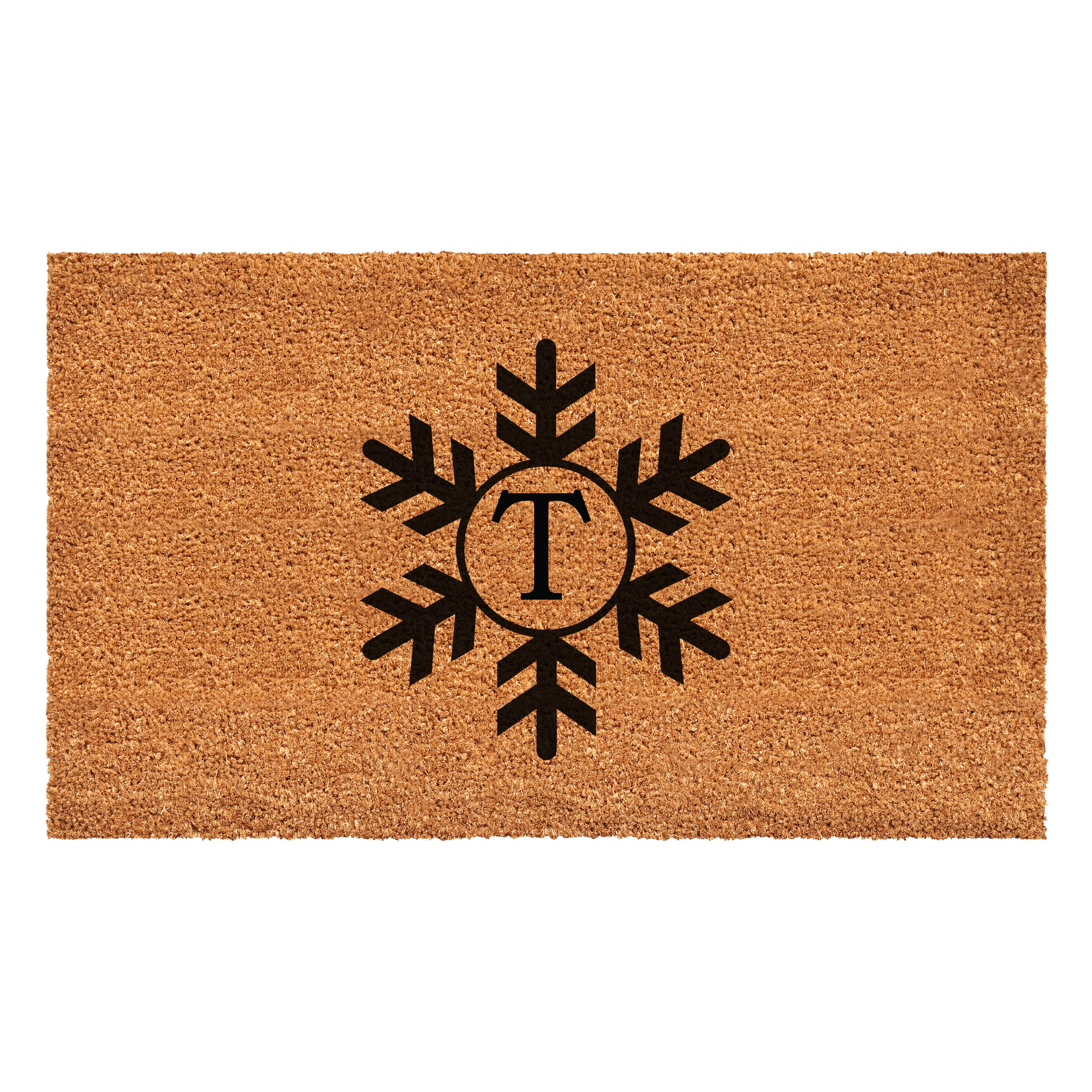 Snowflake Monogram Doormat, 30" x 48" (Letter T)