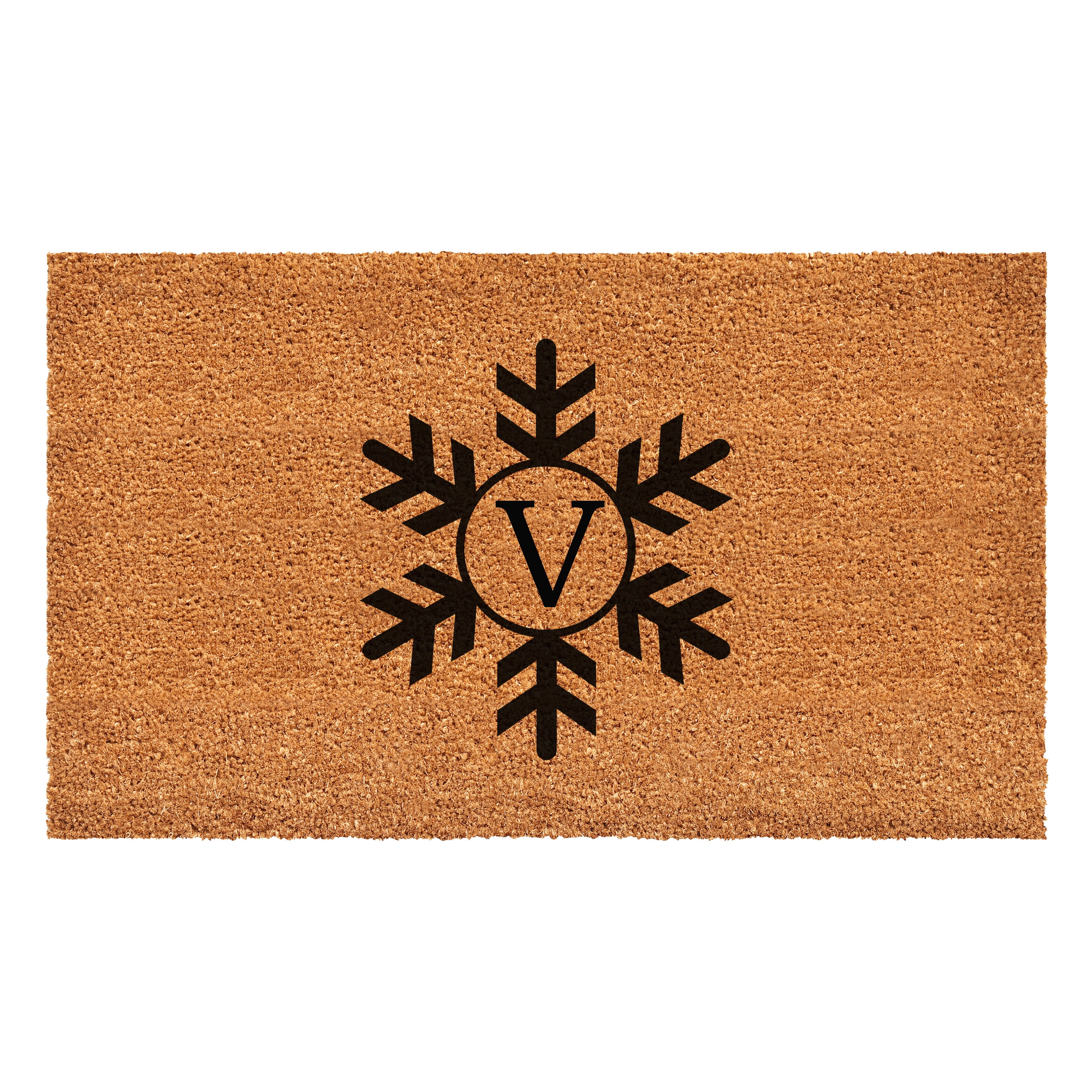 Snowflake Monogram Doormat, 30" x 48" (Letter V)