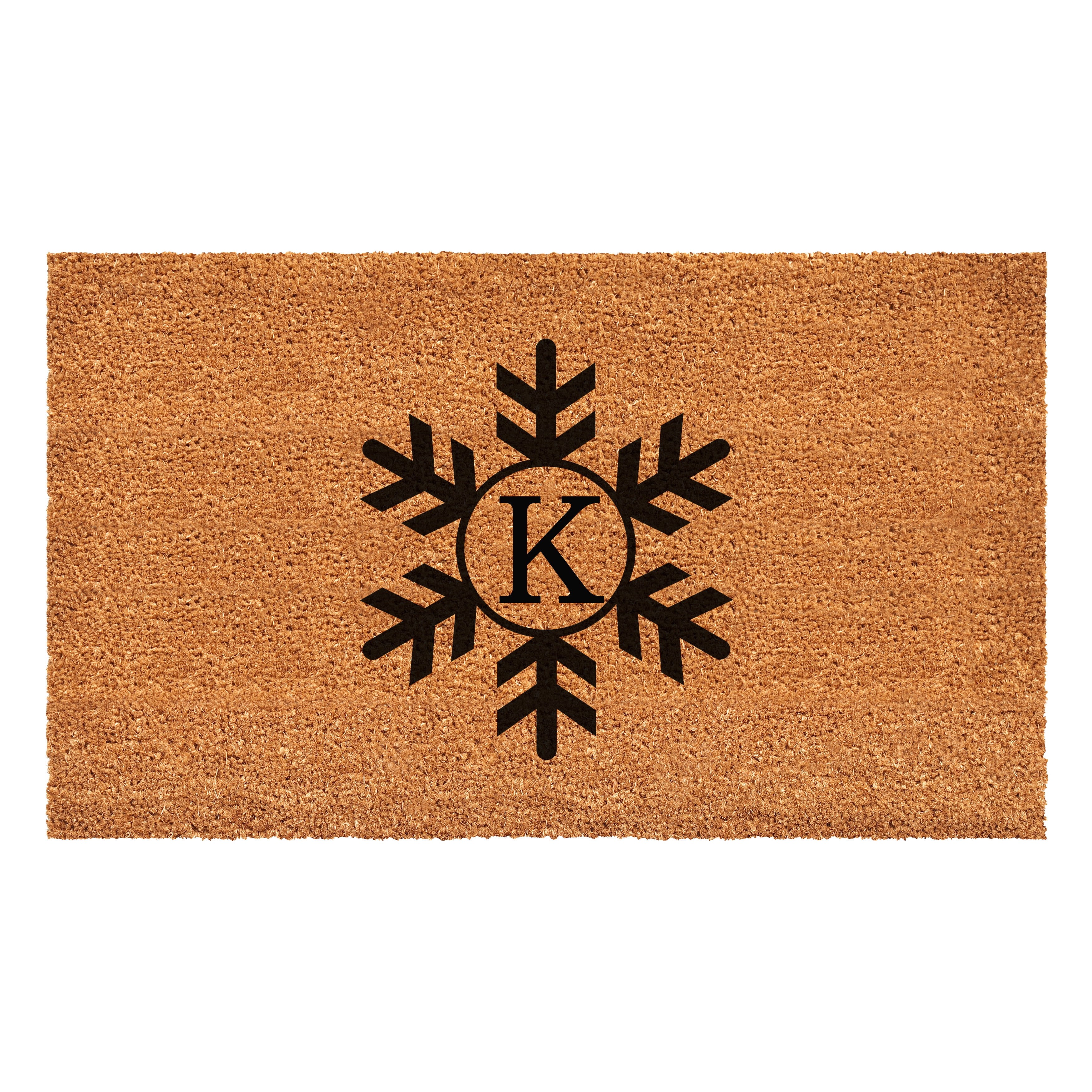 Snowflake Monogram Doormat, 36" x 72" (Letter K)