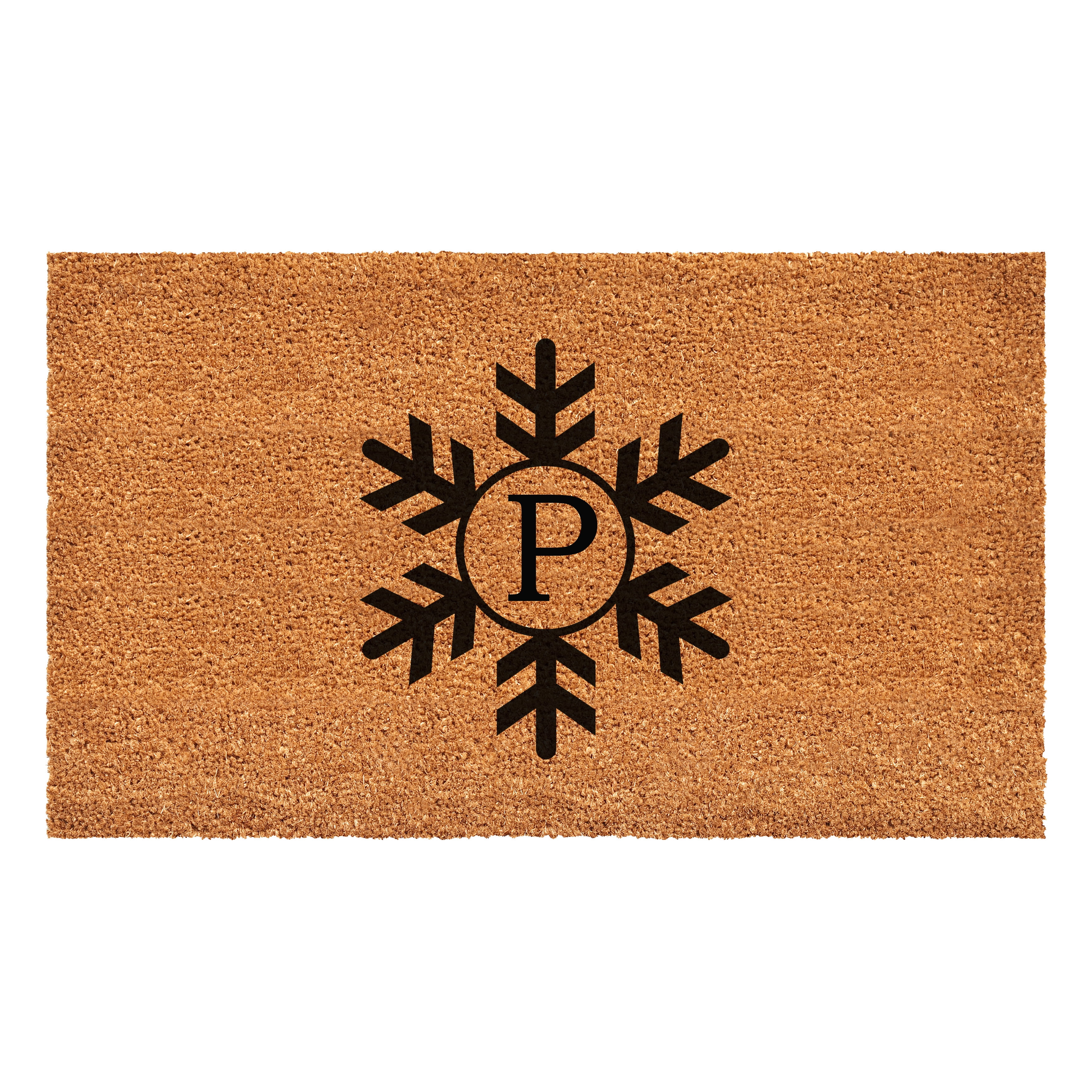 Snowflake Monogram Doormat, 36" x 72" (Letter P)