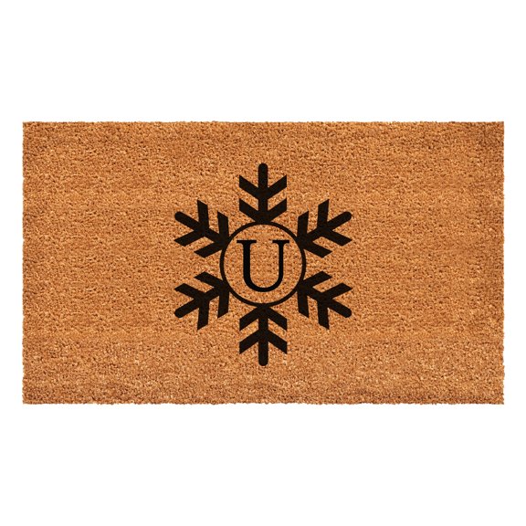 Snowflake Monogram Doormat, 36" x 72" (Letter U)