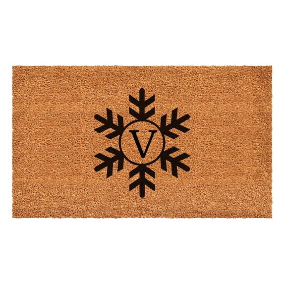 Snowflake Monogram Doormat, 36" x 72" (Letter V)