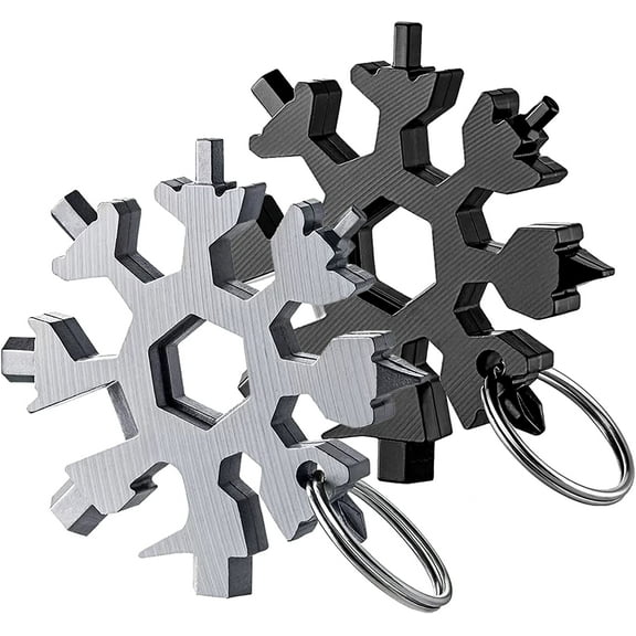 Snowflake Multitool 2PCS 18-in-1 Stainless Steel Snowflake Multi Tool Keychain Tool Gadgets for Outdoor Travel Camping Daily Mens Gifts