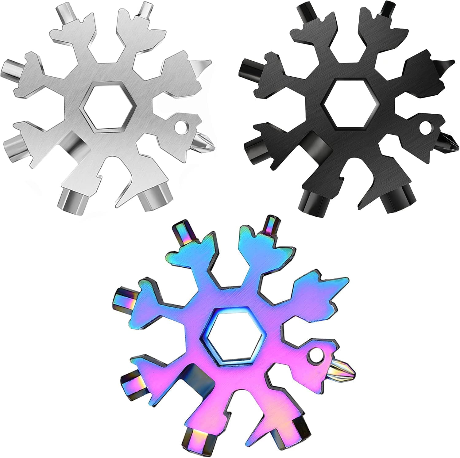 18-in-1 Snowflake Multi Tool, Stainless Steel Snowflake Bottle Opener Flat Phillips Screwdriver Kit Wrench Durable And Portable To Take