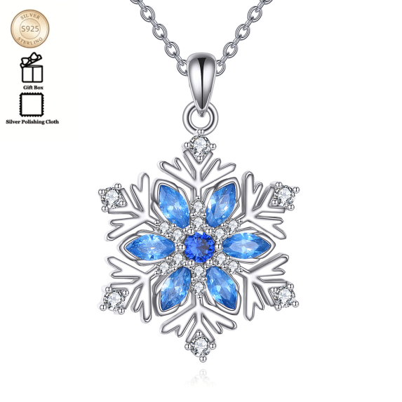 Snowflake Necklace 925 Sterling Silver Snowflake Pendant Necklace Snowflake Winter Jewelry Gifts for Women