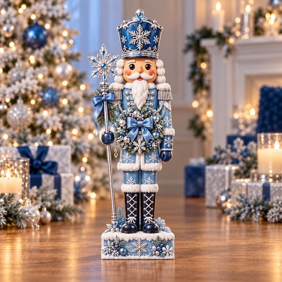 Snowflake Nutcracker Wooden Tabletop Display for Christmas