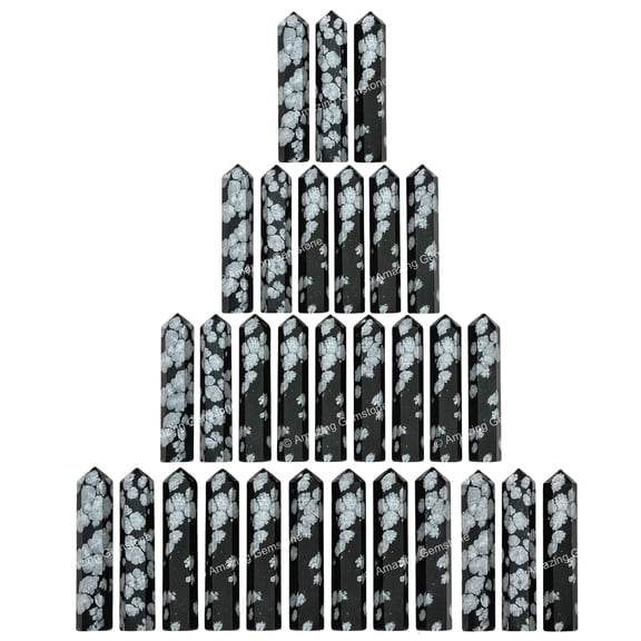 Snowflake Obsidian Crystal Points Bulk 3 Pcs, Hexagonal Healing Point