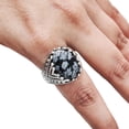 thumbnail image 1 of Snowflake Obsidian Mans Ring, Natural Snowflake Obsidian, Gents Ring, Silver Jewelry, 925 Silver Ring, Gift, Heavy Mens Ring, Arabic Design, Ottoman Style Ring, Christmas, Turkey Mens Signet Ring, 1 of 7