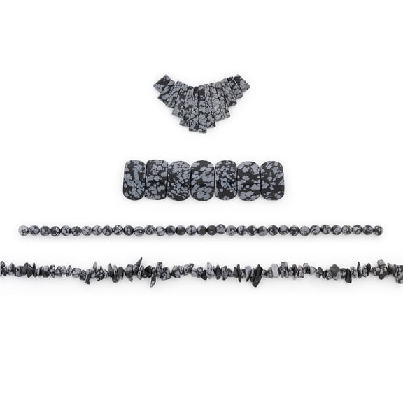 Snowflake Obsidian Natural Gemstone Beads and Pendant Collection Value Pack